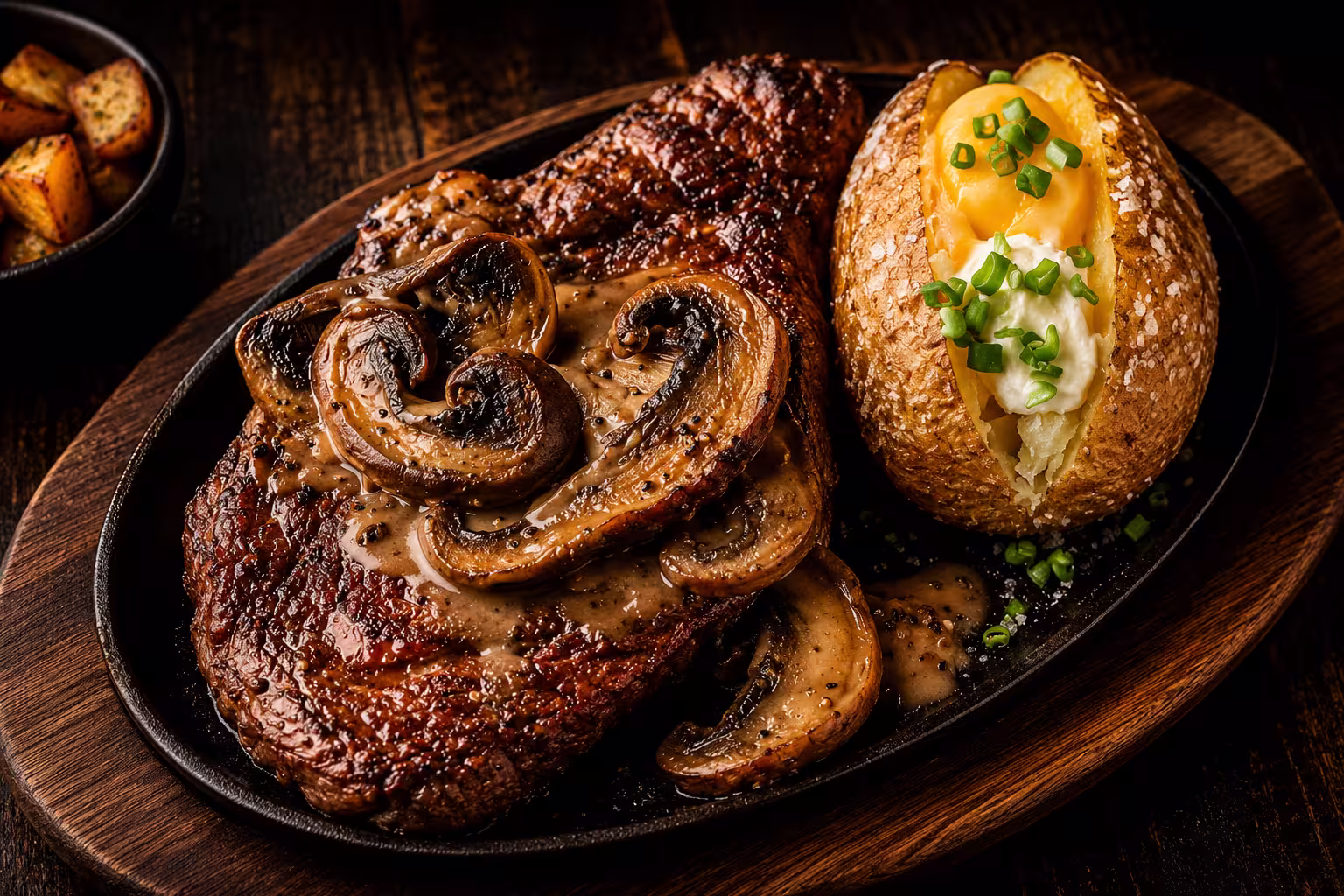 Cowboy Rib Eye Portobello Steak in Applebees restaurant Menu UAE