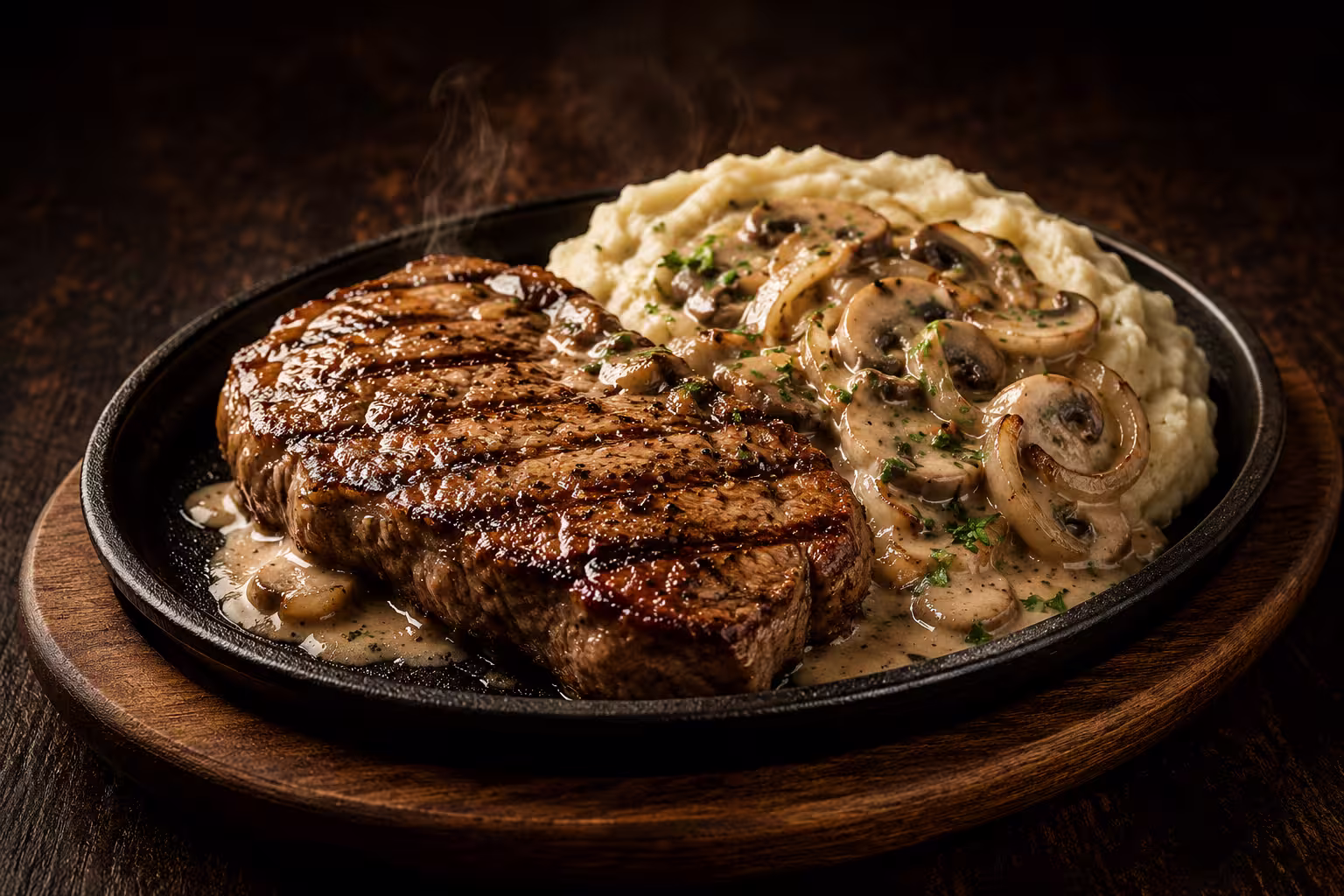 Mushroom Steak Skillet Sizzlers in Applebees Restaurant Menu UAE