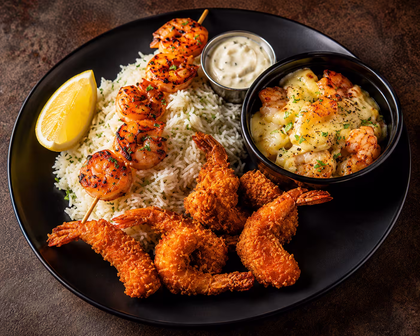 Shrimp Trio Seafood in Applebees restaurant Menu